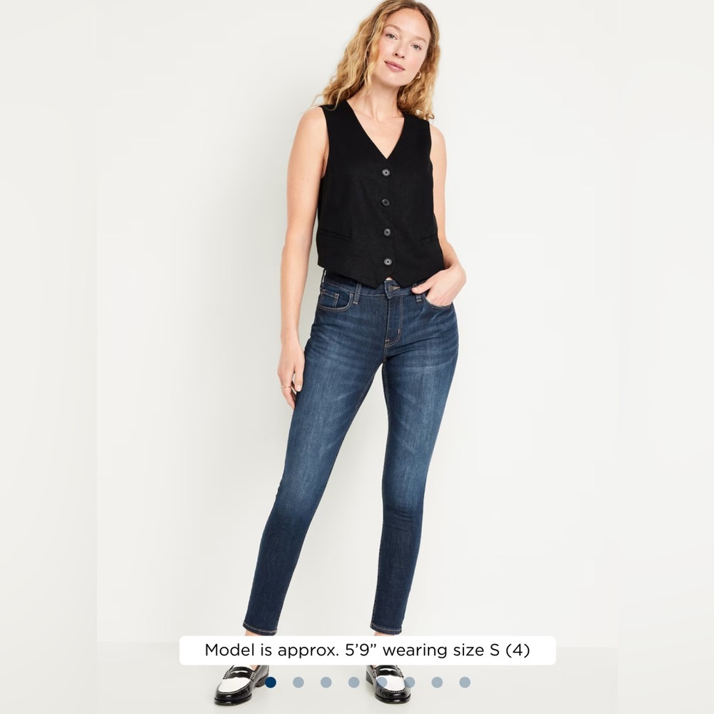 🆕 Old Navy Women’s Mid-Rise Rockstar Super-Skinny Jeans 14 Large Dark Wash - Picture 7 of 16